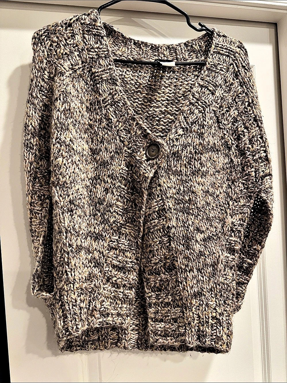 Theory Marled Button Cardigan in Brown & Black Small
